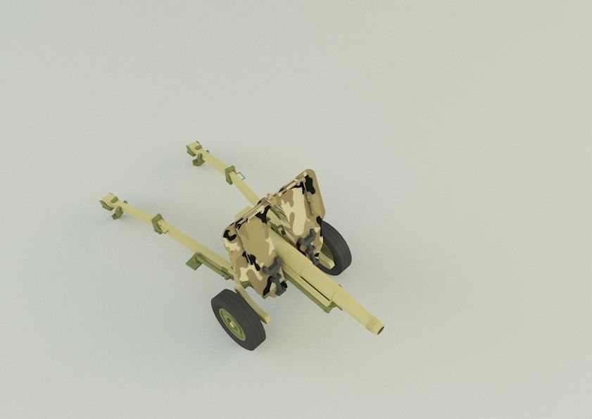 Howitzer 105mm cannon gun low poly Low-poly 3D model_9