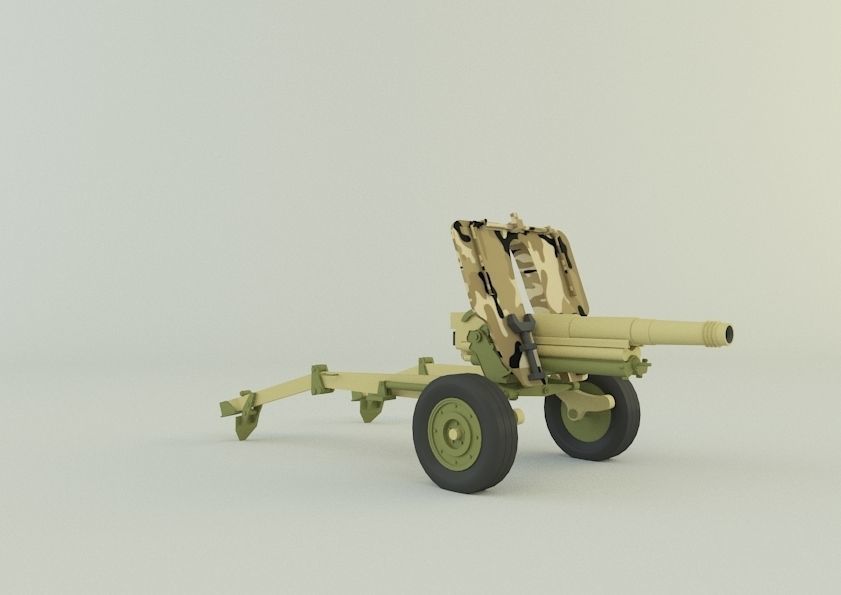 Howitzer 105mm cannon gun low poly Low-poly 3D model_8