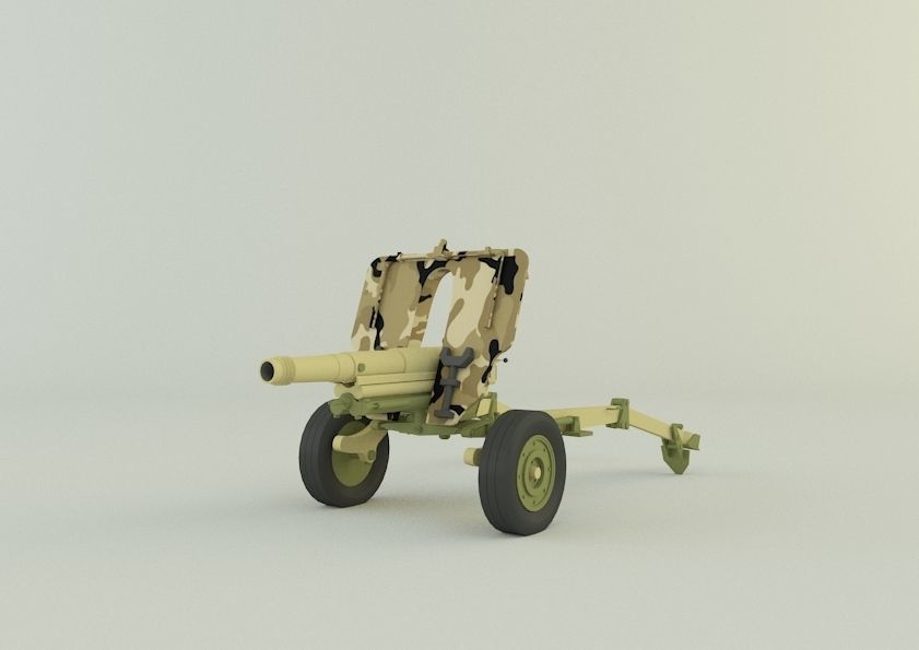 Howitzer 105mm cannon gun low poly Low-poly 3D model_4