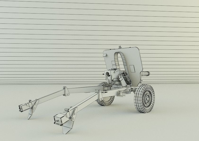 Howitzer 105mm cannon gun low poly Low-poly 3D model_15
