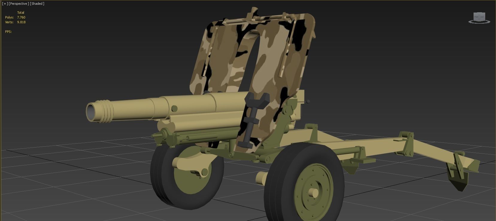 Howitzer 105mm cannon gun low poly Low-poly 3D model_18