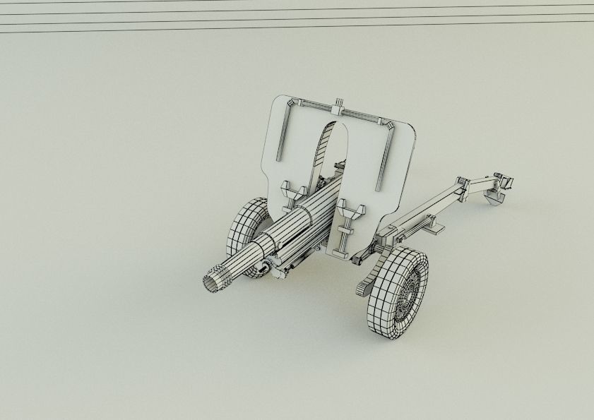 Howitzer 105mm cannon gun low poly Low-poly 3D model_17