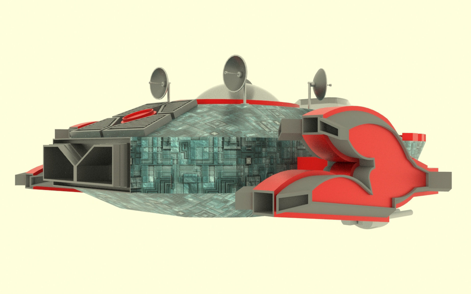 Mig - 800 Spaceship Low-poly 3D model_4