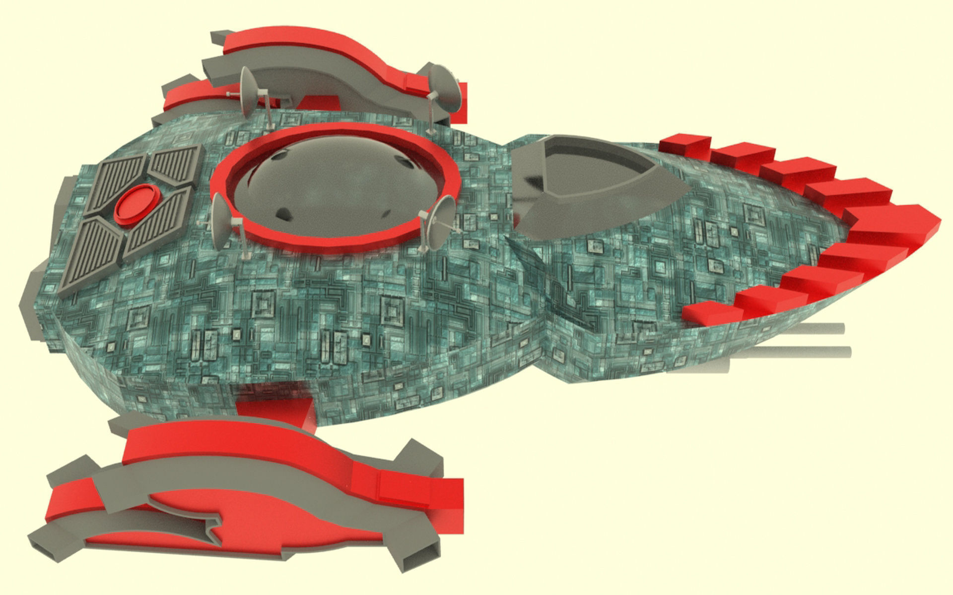 Mig - 800 Spaceship Low-poly 3D model_8