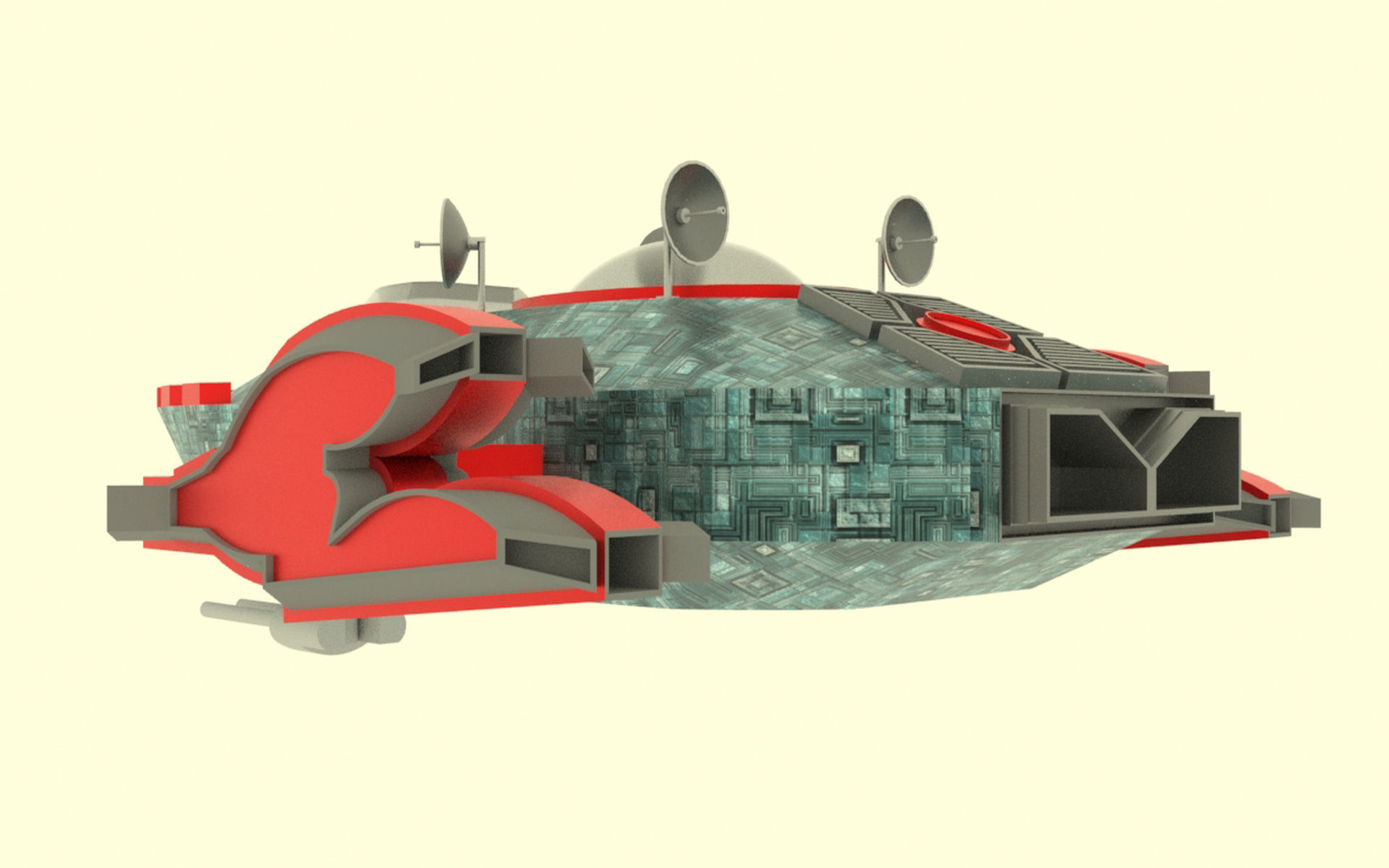 Mig - 800 Spaceship Low-poly 3D model_5