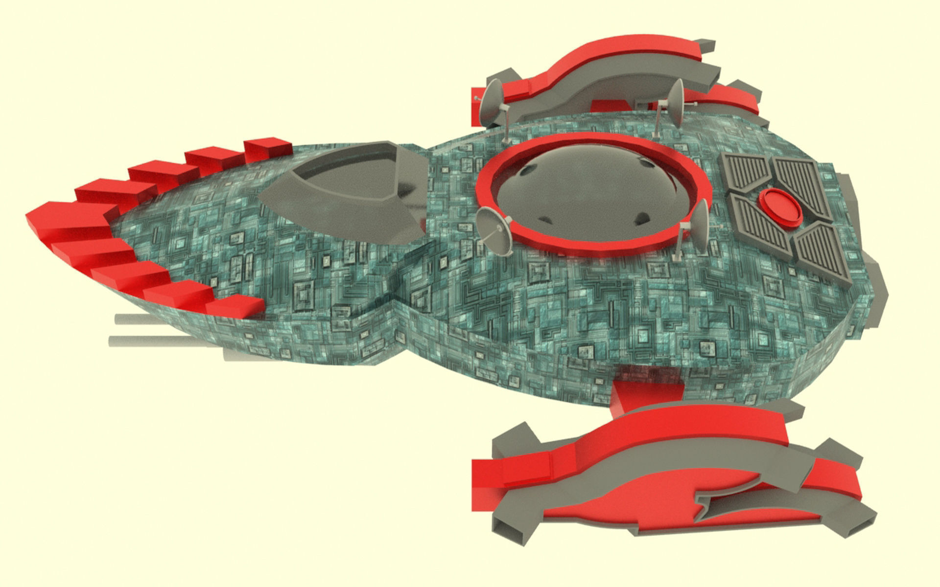 Mig - 800 Spaceship Low-poly 3D model_9