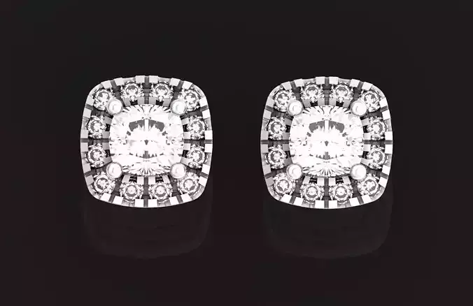  Square stud earrings  halo 592 3D print model