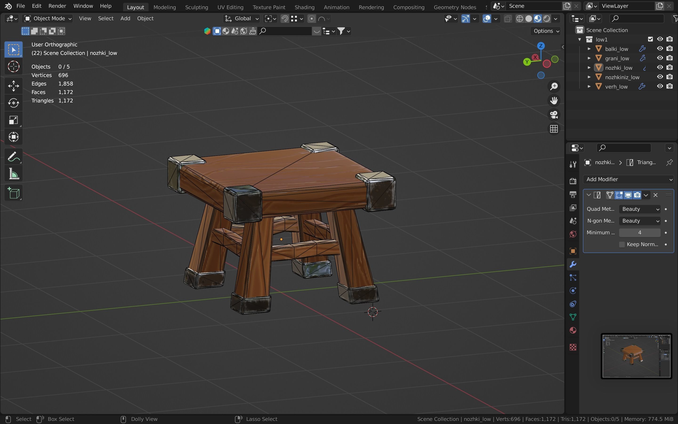 stool stylized fantasy Low-poly 3D model_24