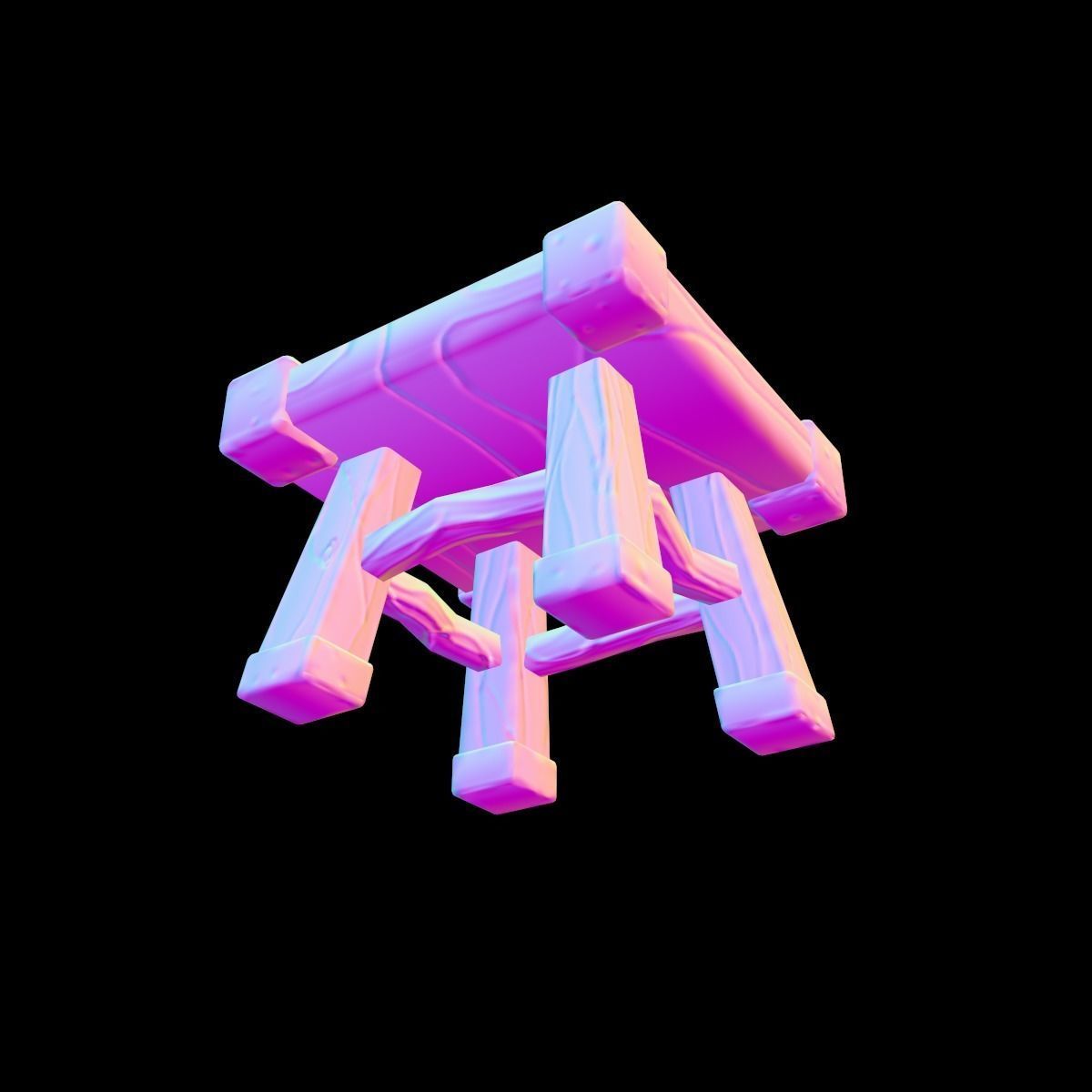 stool stylized fantasy Low-poly 3D model_18