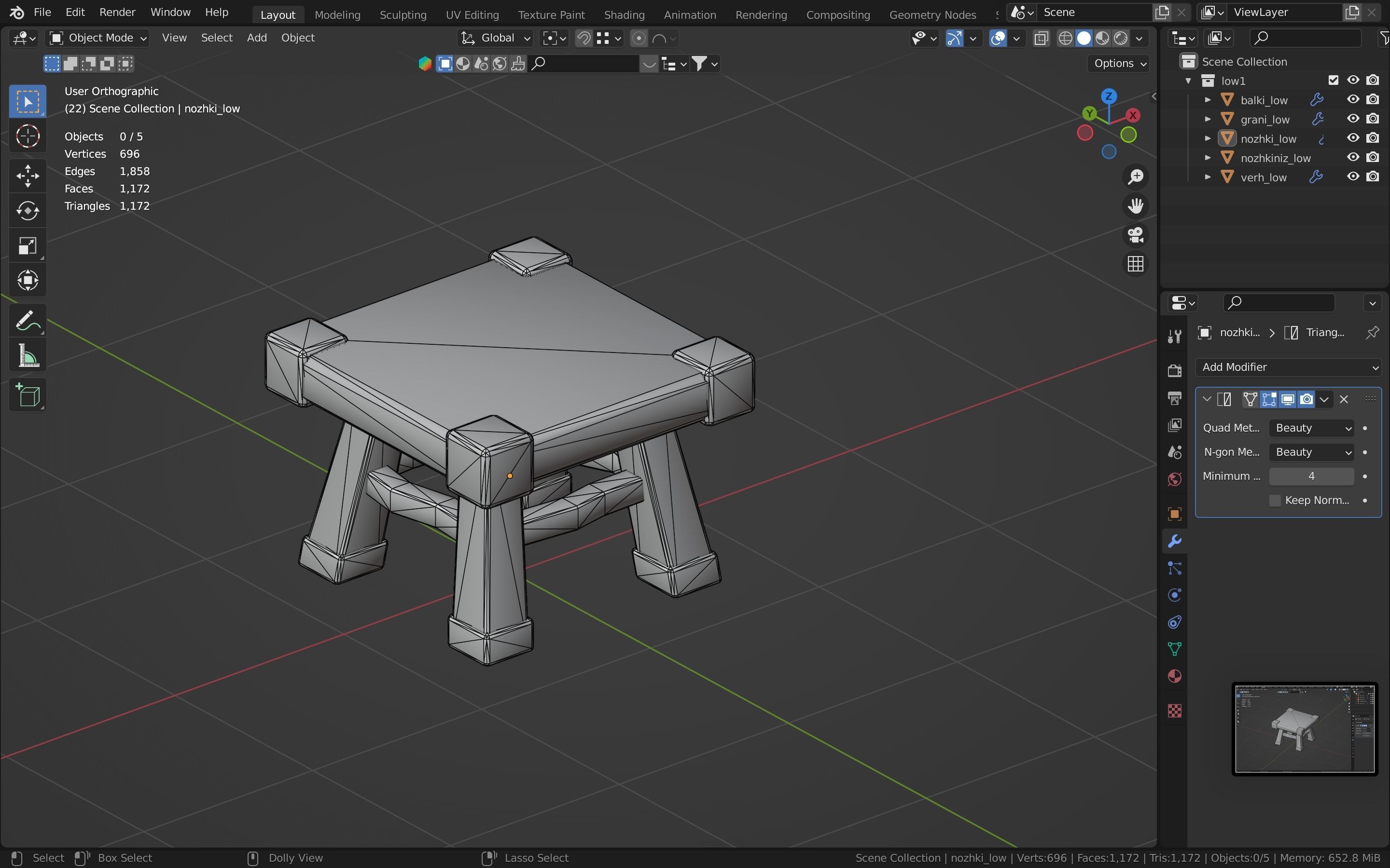 stool stylized fantasy Low-poly 3D model_22