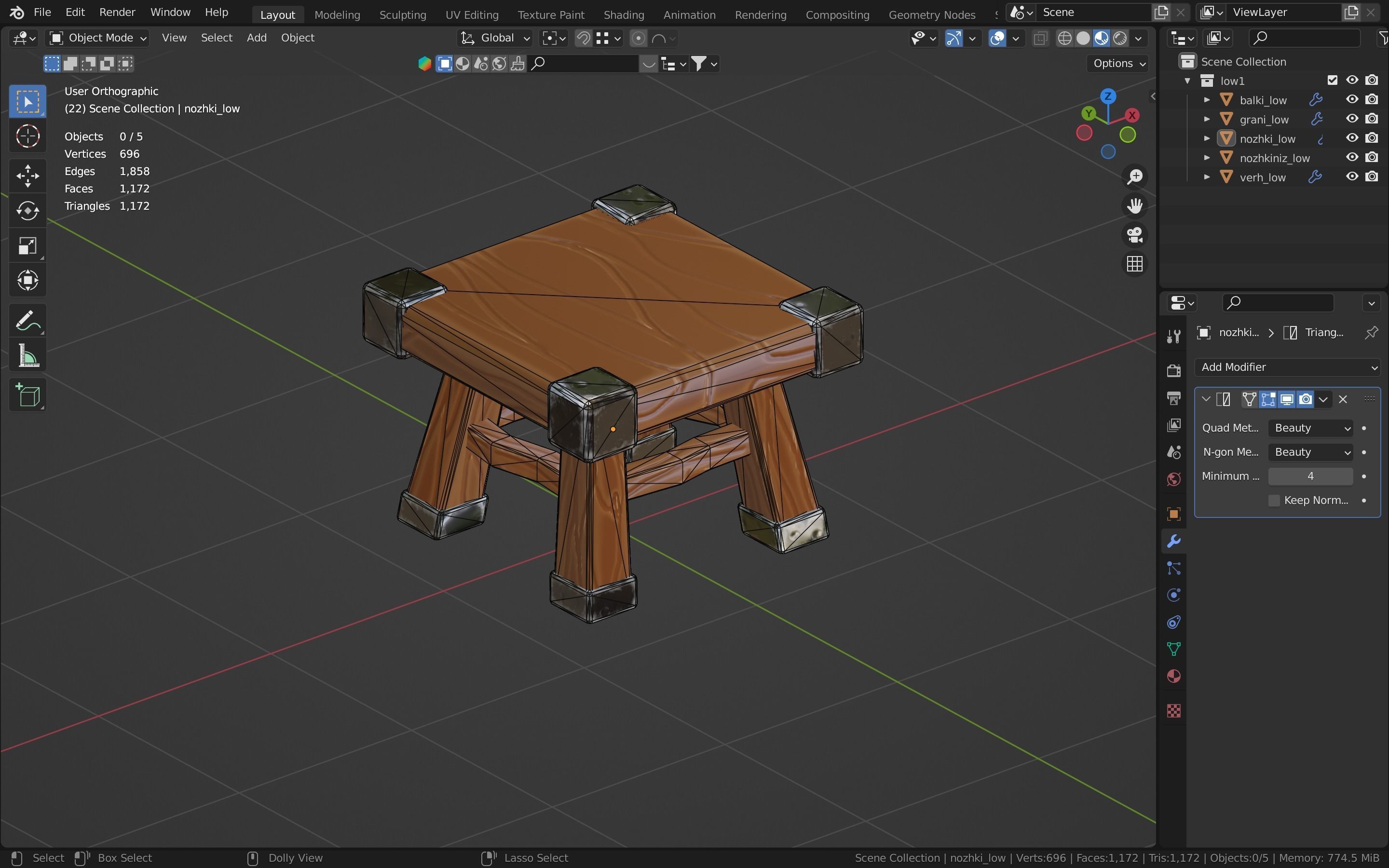 stool stylized fantasy Low-poly 3D model_23
