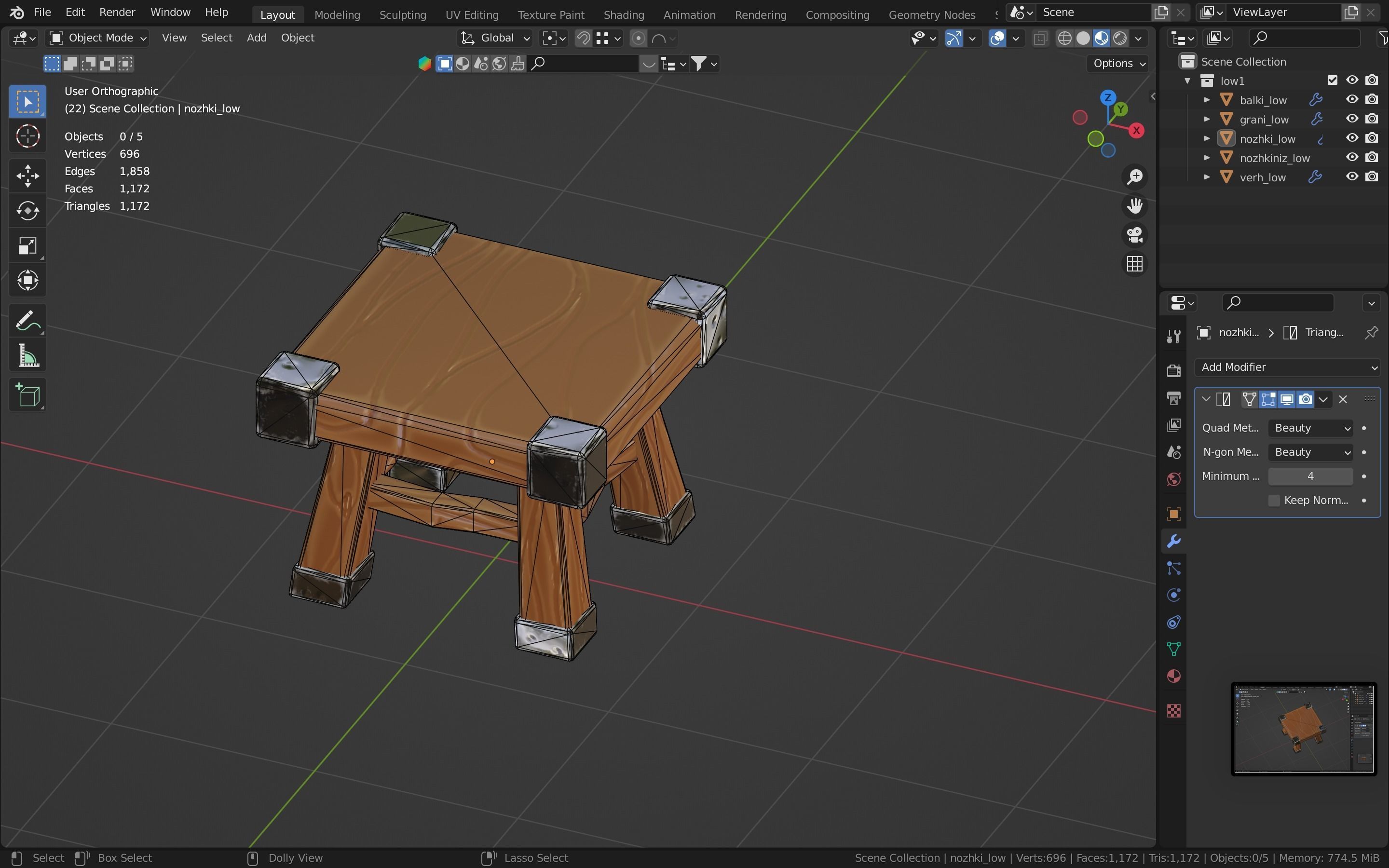 stool stylized fantasy Low-poly 3D model_26
