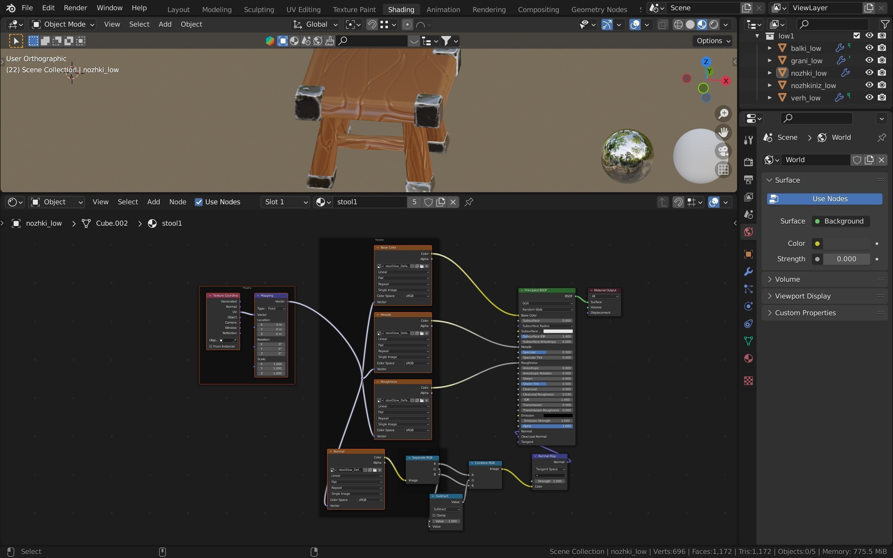 stool stylized fantasy Low-poly 3D model_28