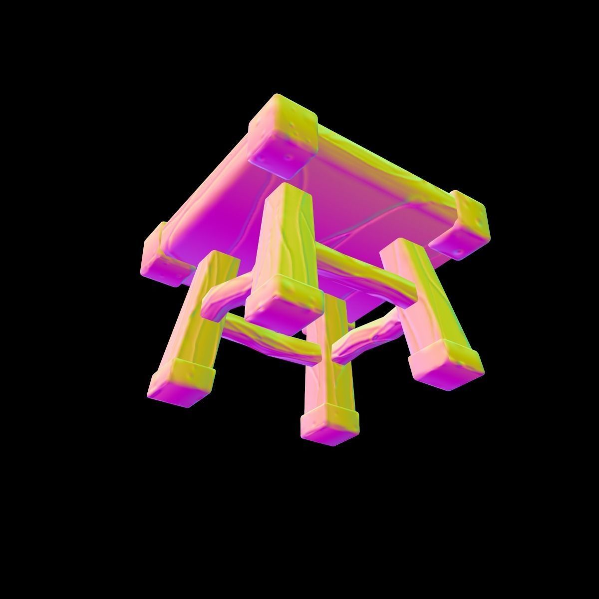 stool stylized fantasy Low-poly 3D model_17