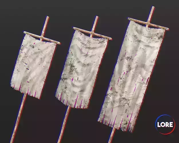 Medieval Crude Decoration Flags and Banners Low-poly 3D model