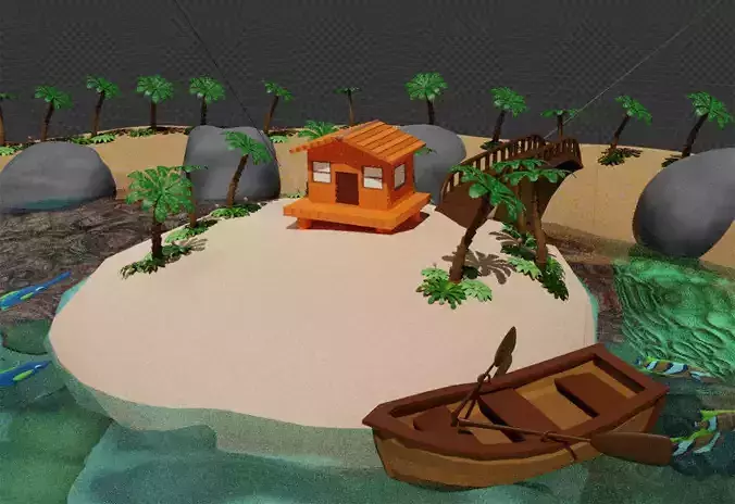 Treasure Island Scenery Low-poly 3D model