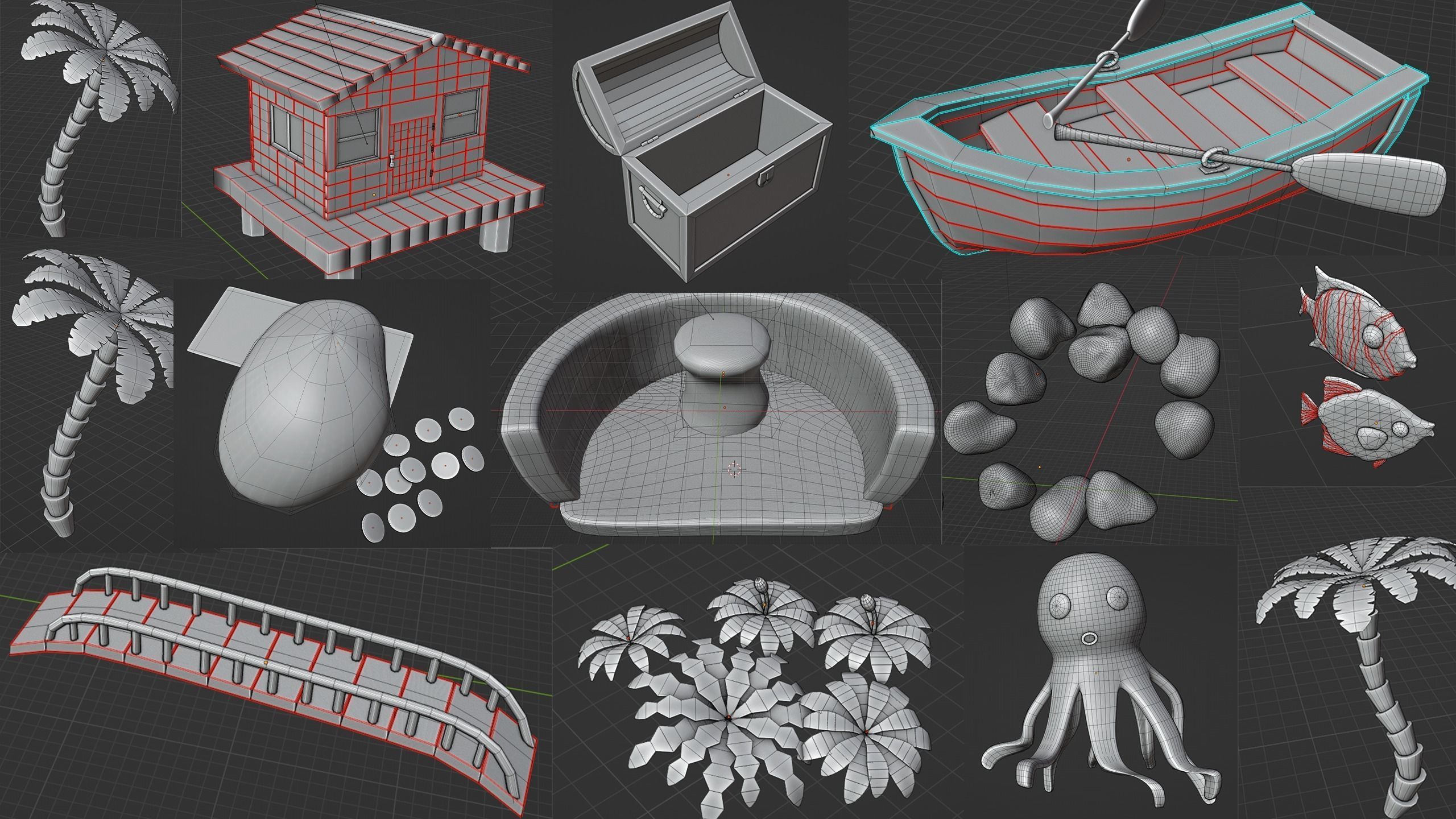 Treasure Island Scenery Low-poly 3D model_7