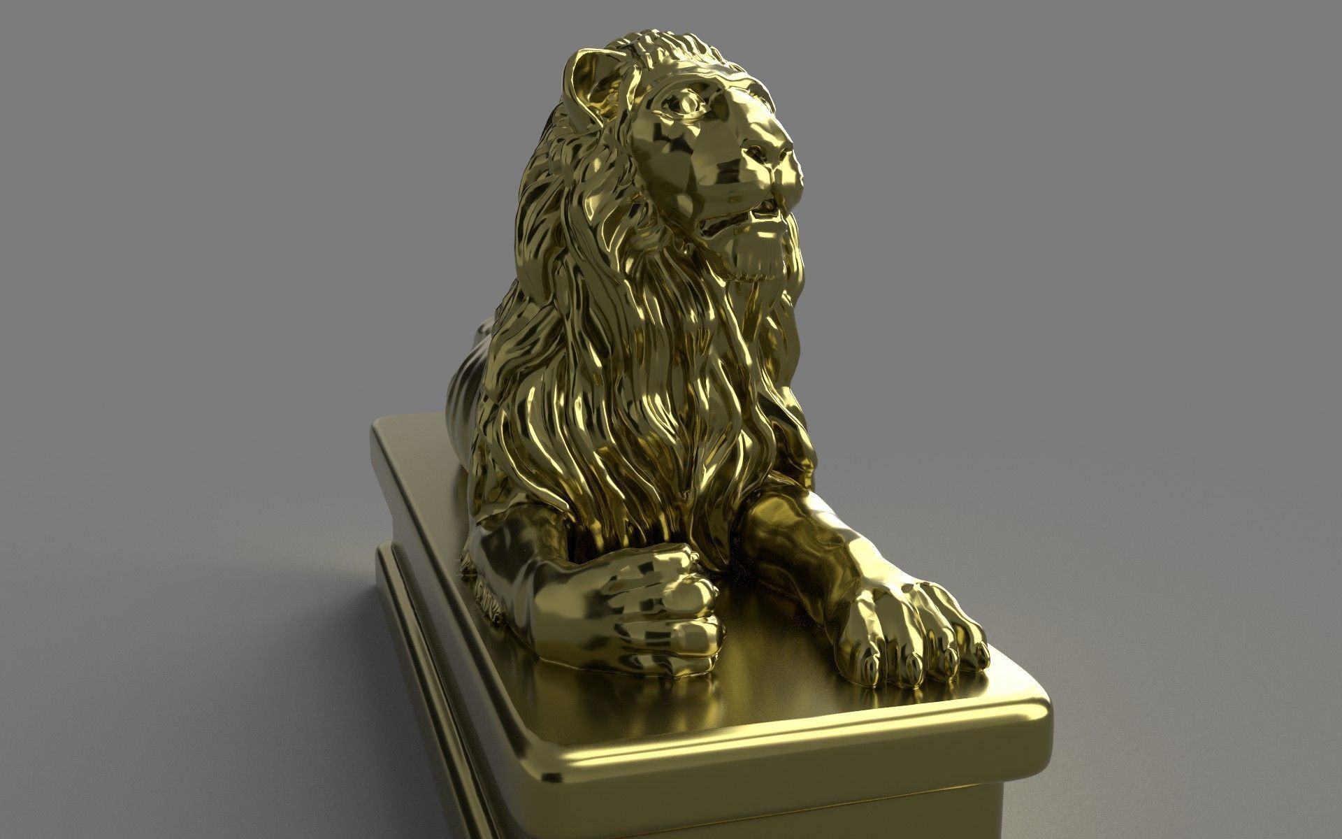  Lion statuette 3D print model_5