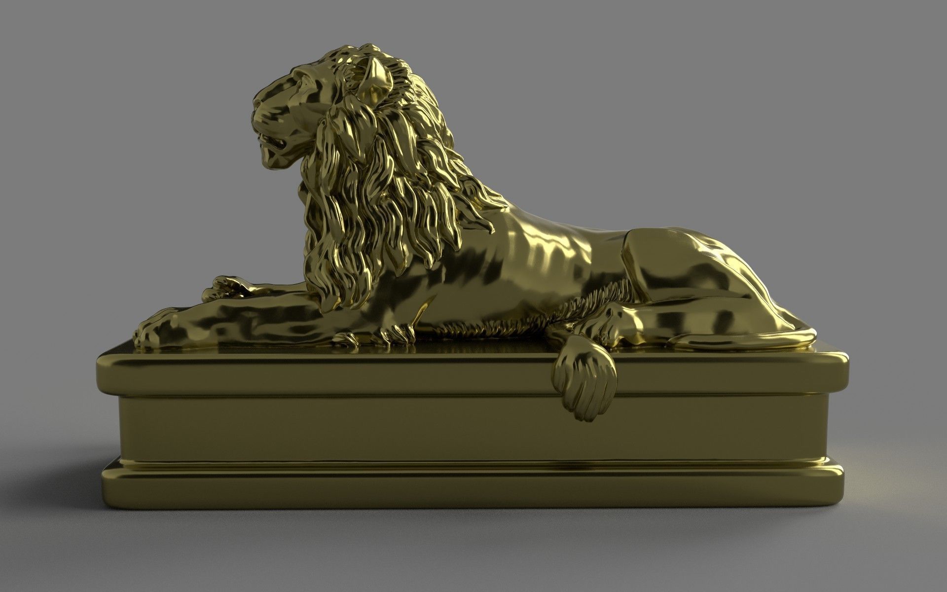  Lion statuette 3D print model_3