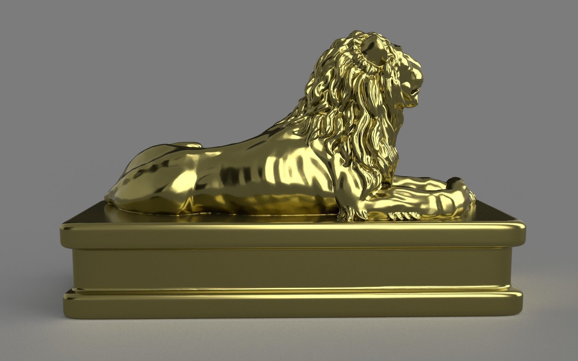  Lion statuette 3D print model_4