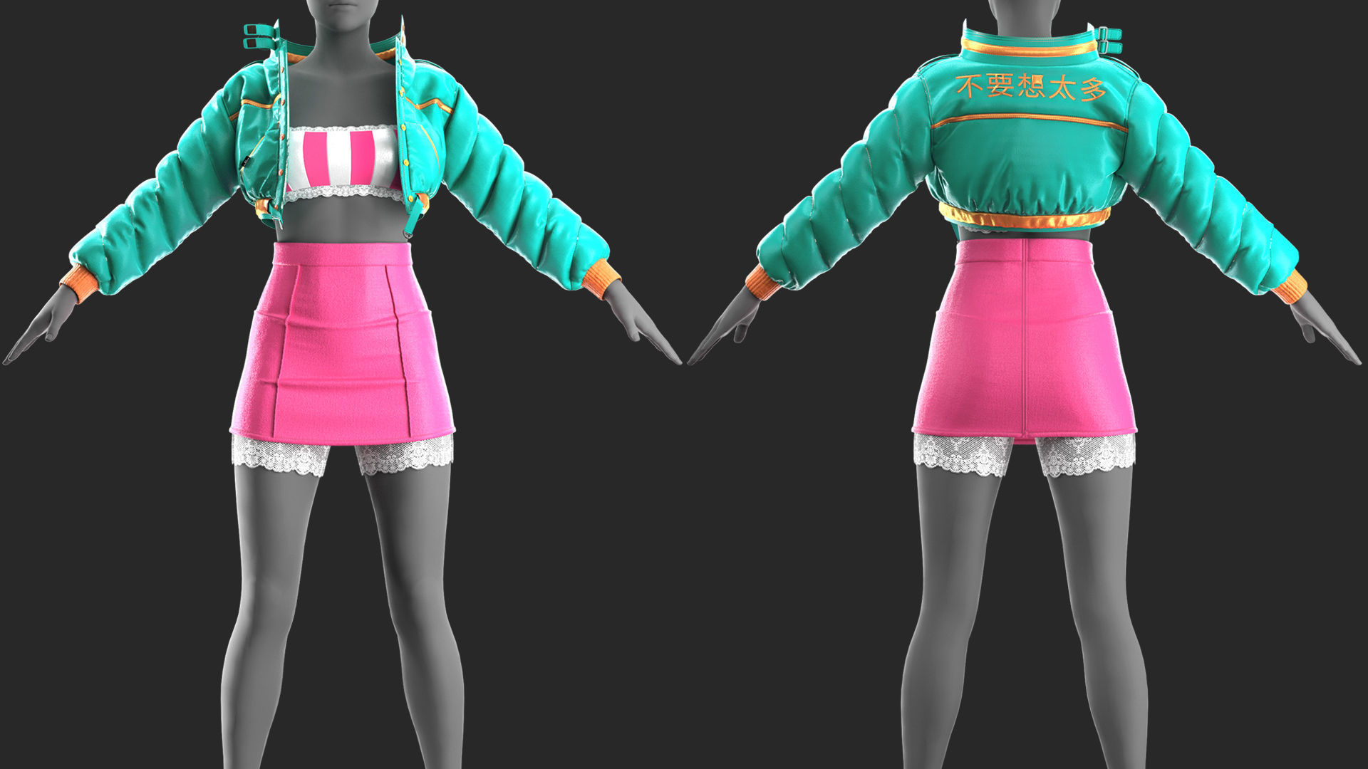 Girls Outfit 15 - Marvelous Designer with Video Process 3D model_2