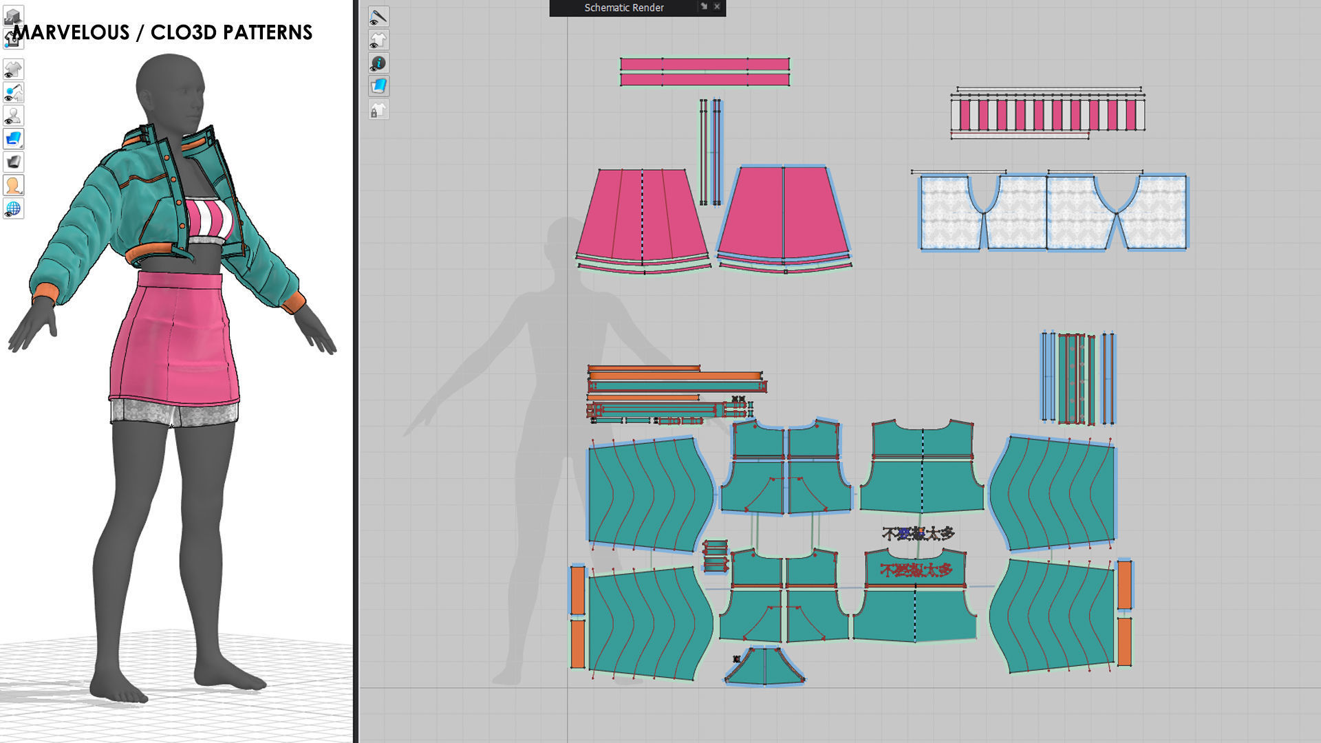 Girls Outfit 15 - Marvelous Designer with Video Process 3D model_8