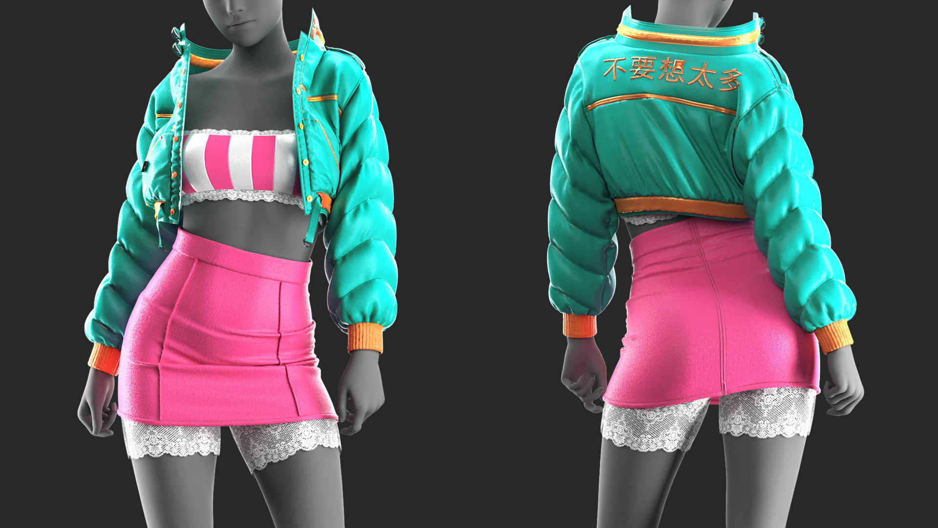 Girls Outfit 15 - Marvelous Designer with Video Process 3D model_1