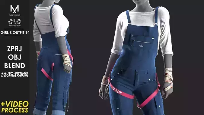 Girls Outfit 14 - Marvelous Designer with Video Process 3D model
