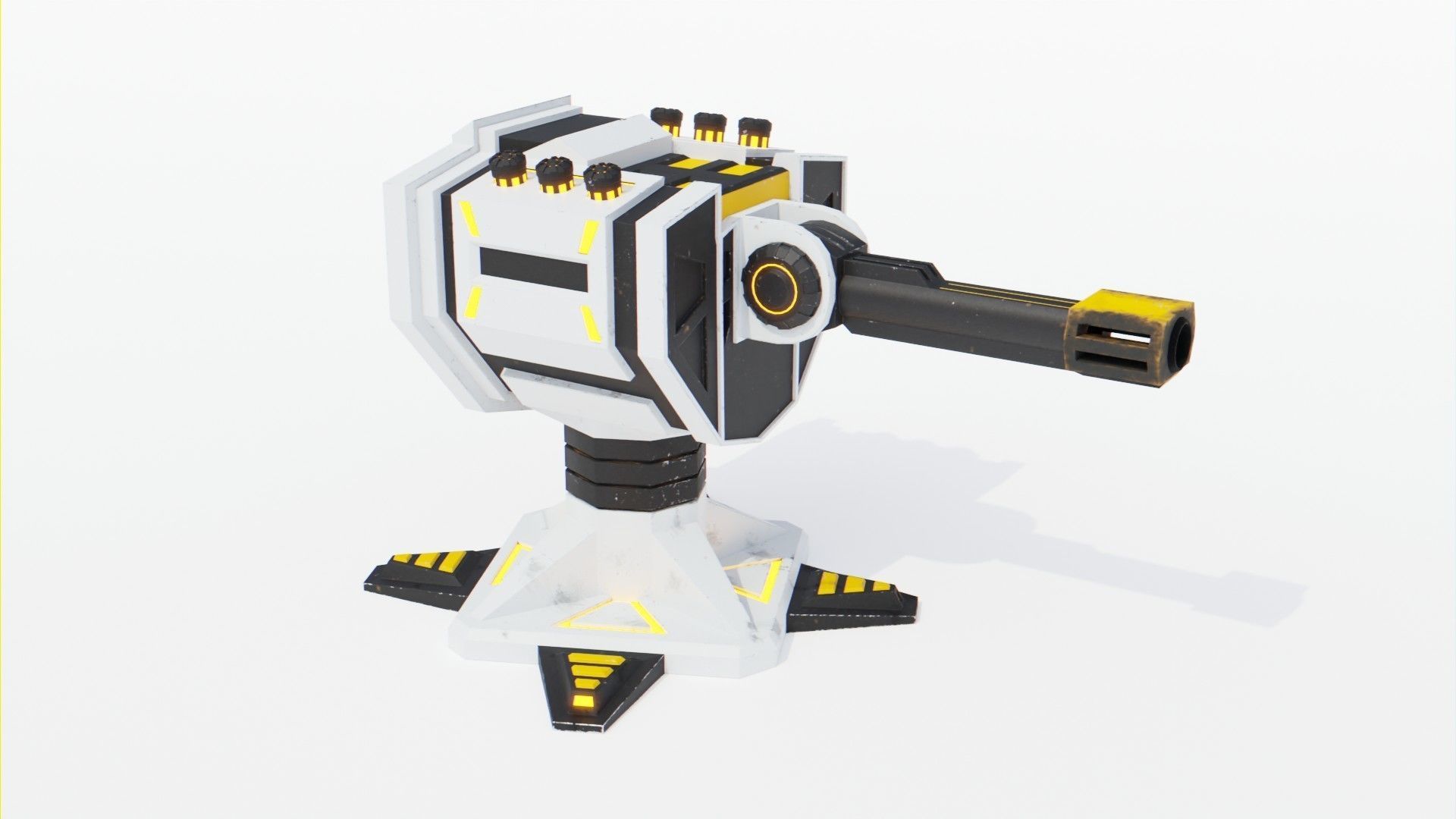 Sci-Fi Cannons 2-Pack Low-poly 3D model_12