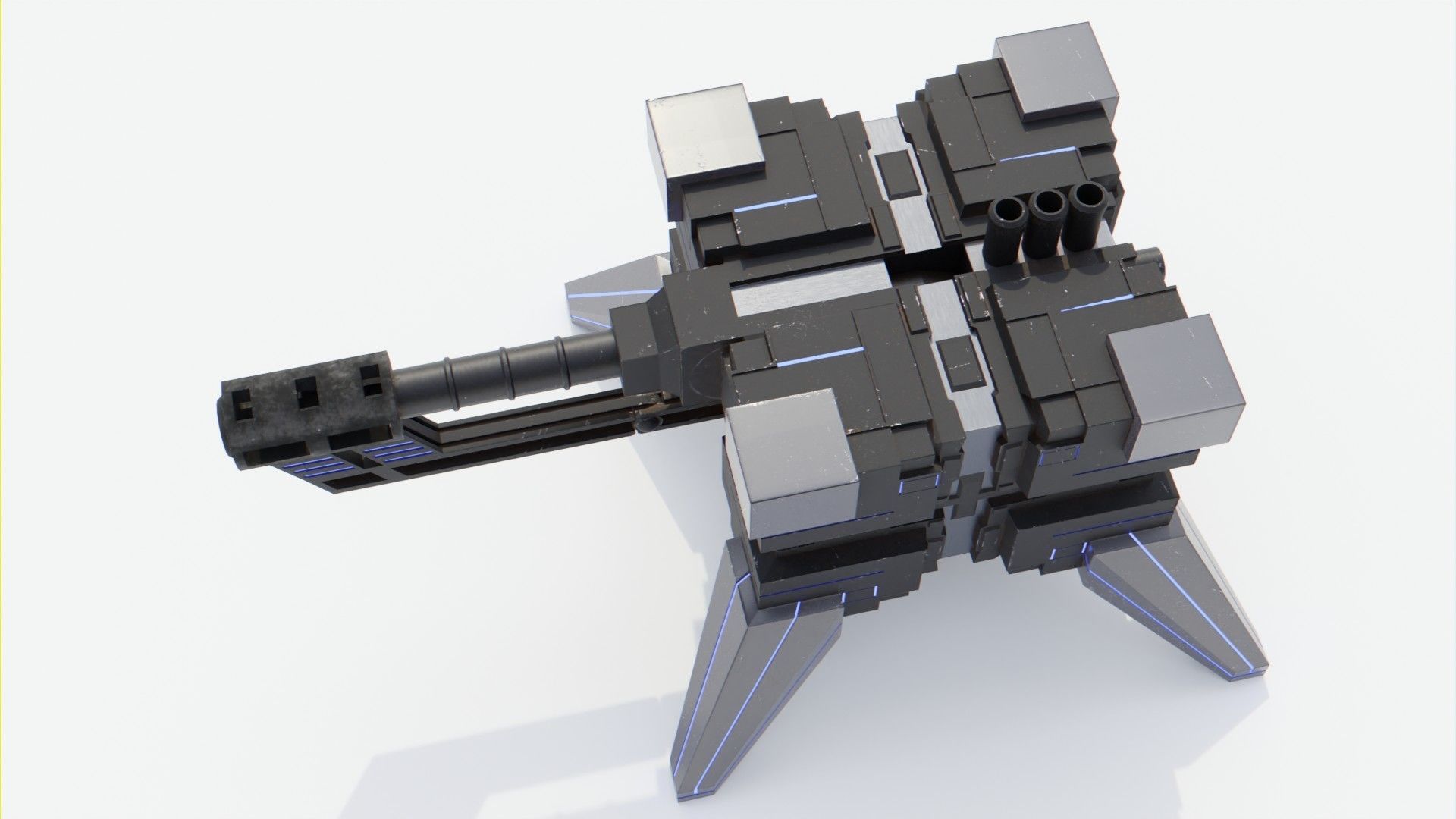 Sci-Fi Cannons 2-Pack Low-poly 3D model_5
