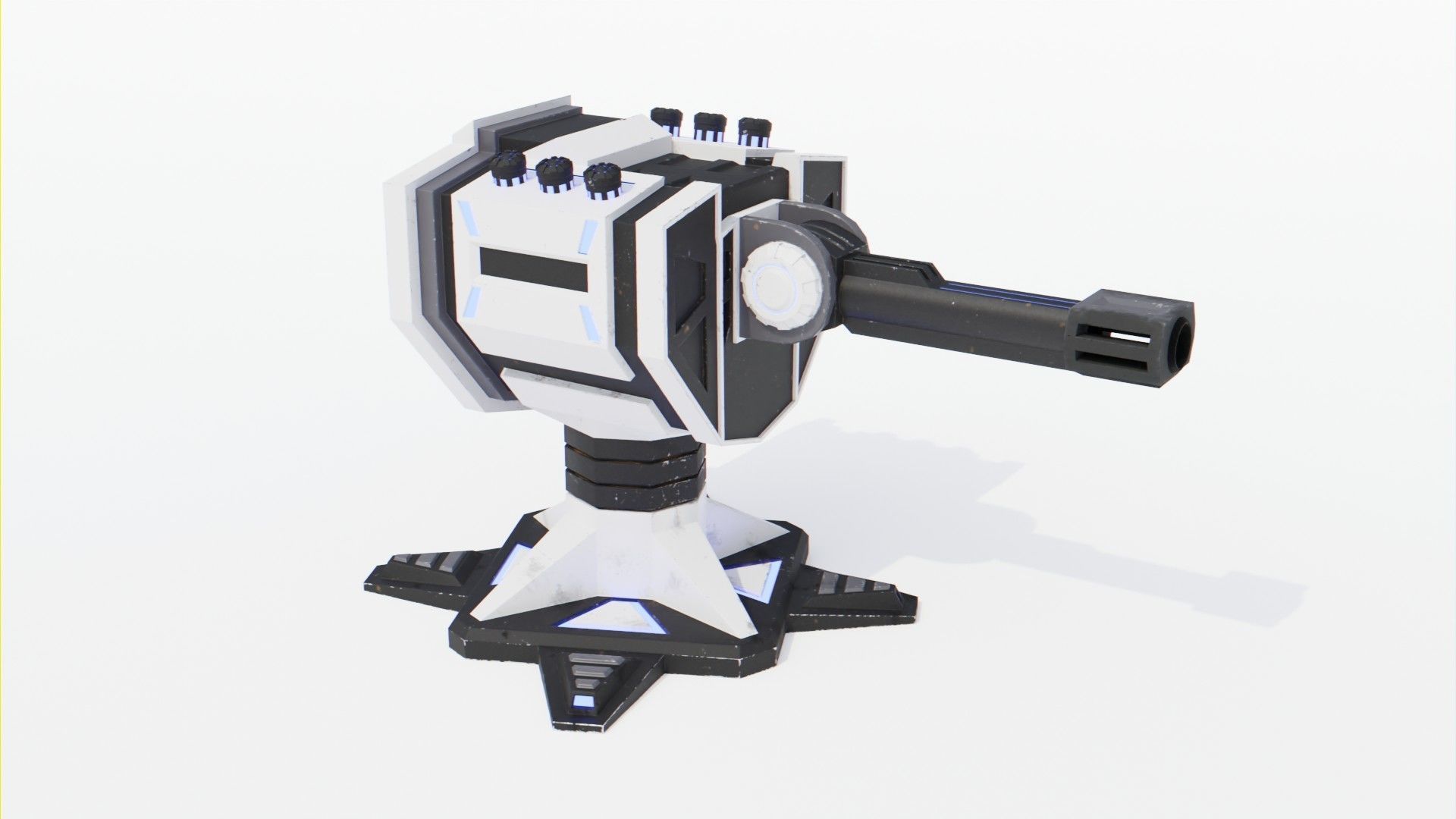 Sci-Fi Cannons 2-Pack Low-poly 3D model_11