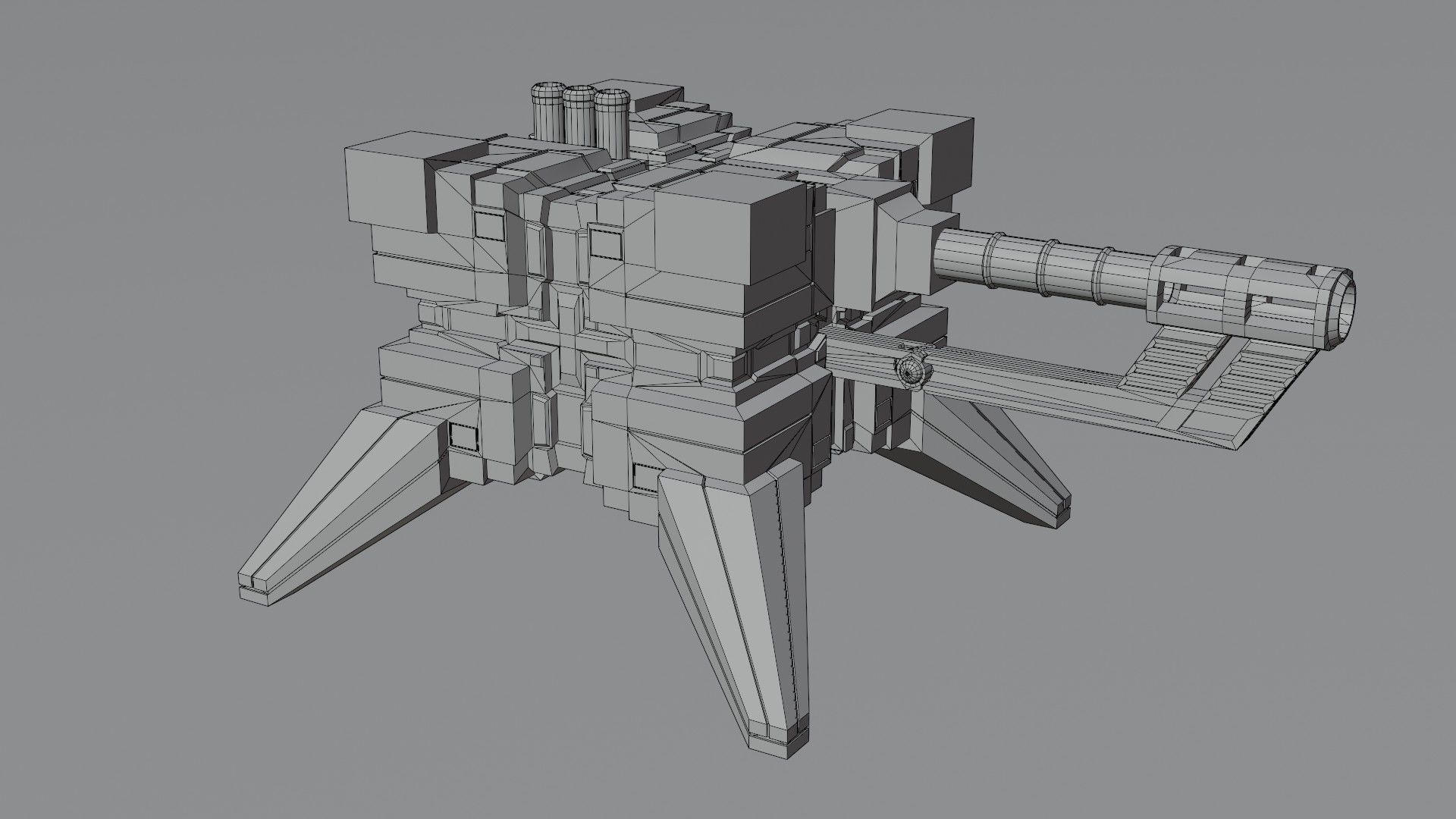 Sci-Fi Cannons 2-Pack Low-poly 3D model_7