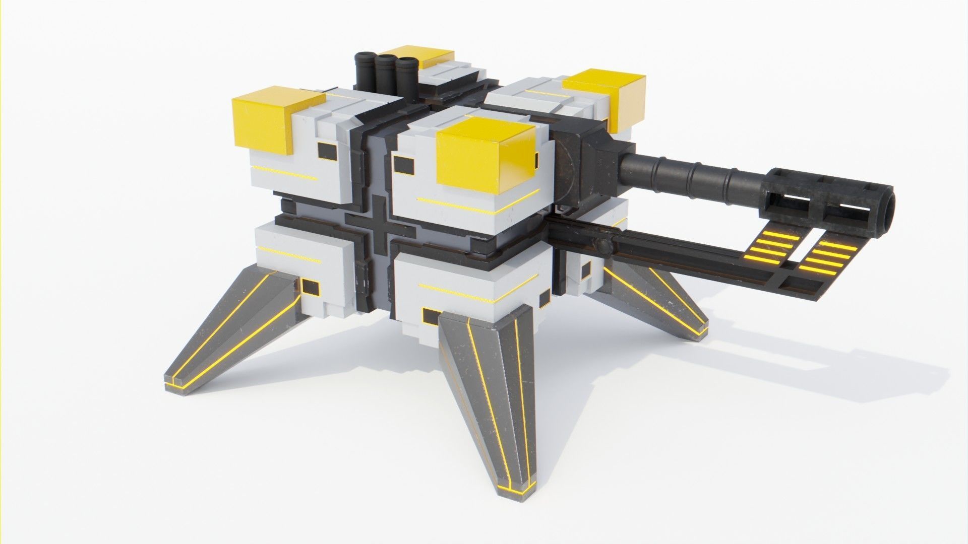 Sci-Fi Cannons 2-Pack Low-poly 3D model_3