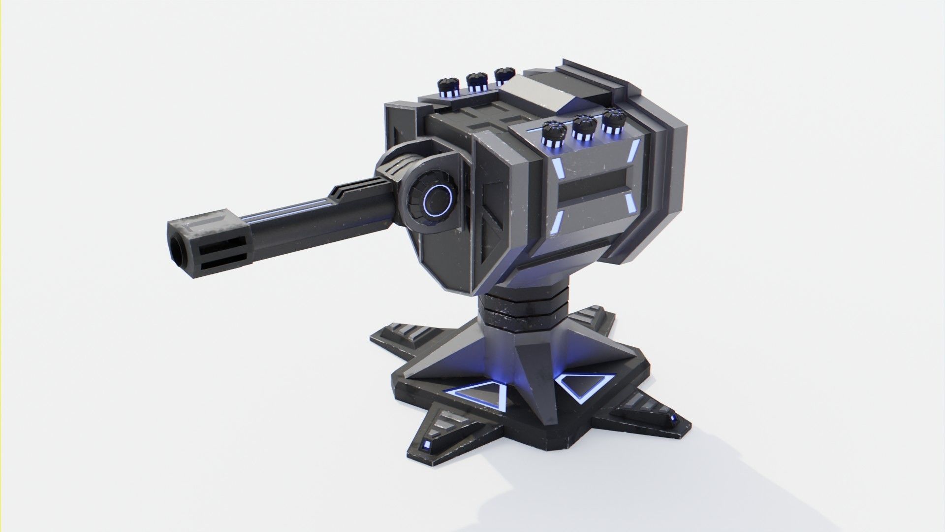 Sci-Fi Cannons 2-Pack Low-poly 3D model_14