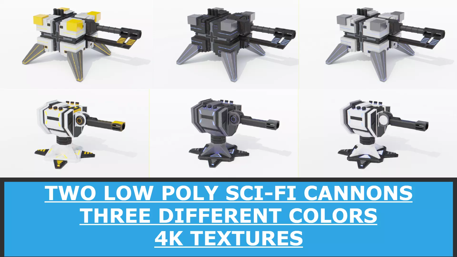 Sci-Fi Cannons 2-Pack Low-poly 3D model_0