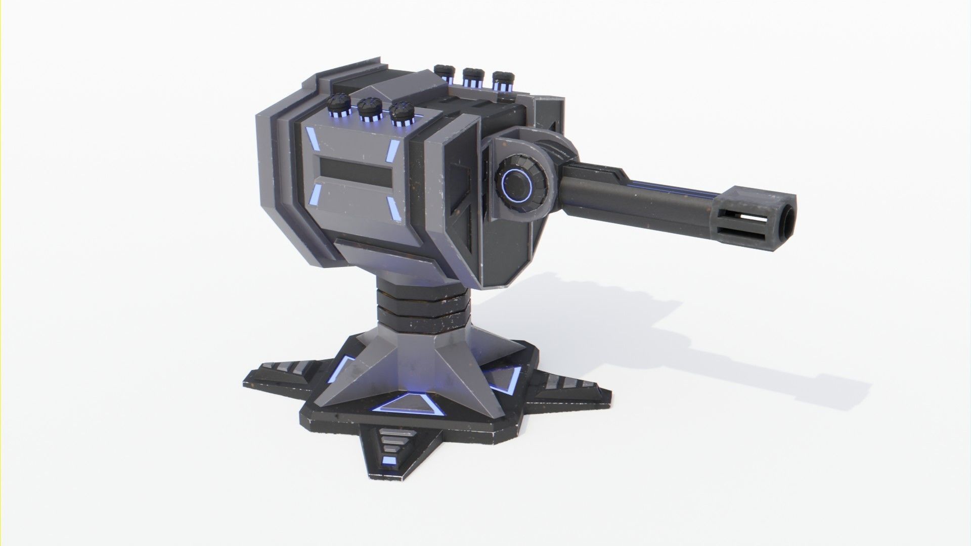 Sci-Fi Cannons 2-Pack Low-poly 3D model_10