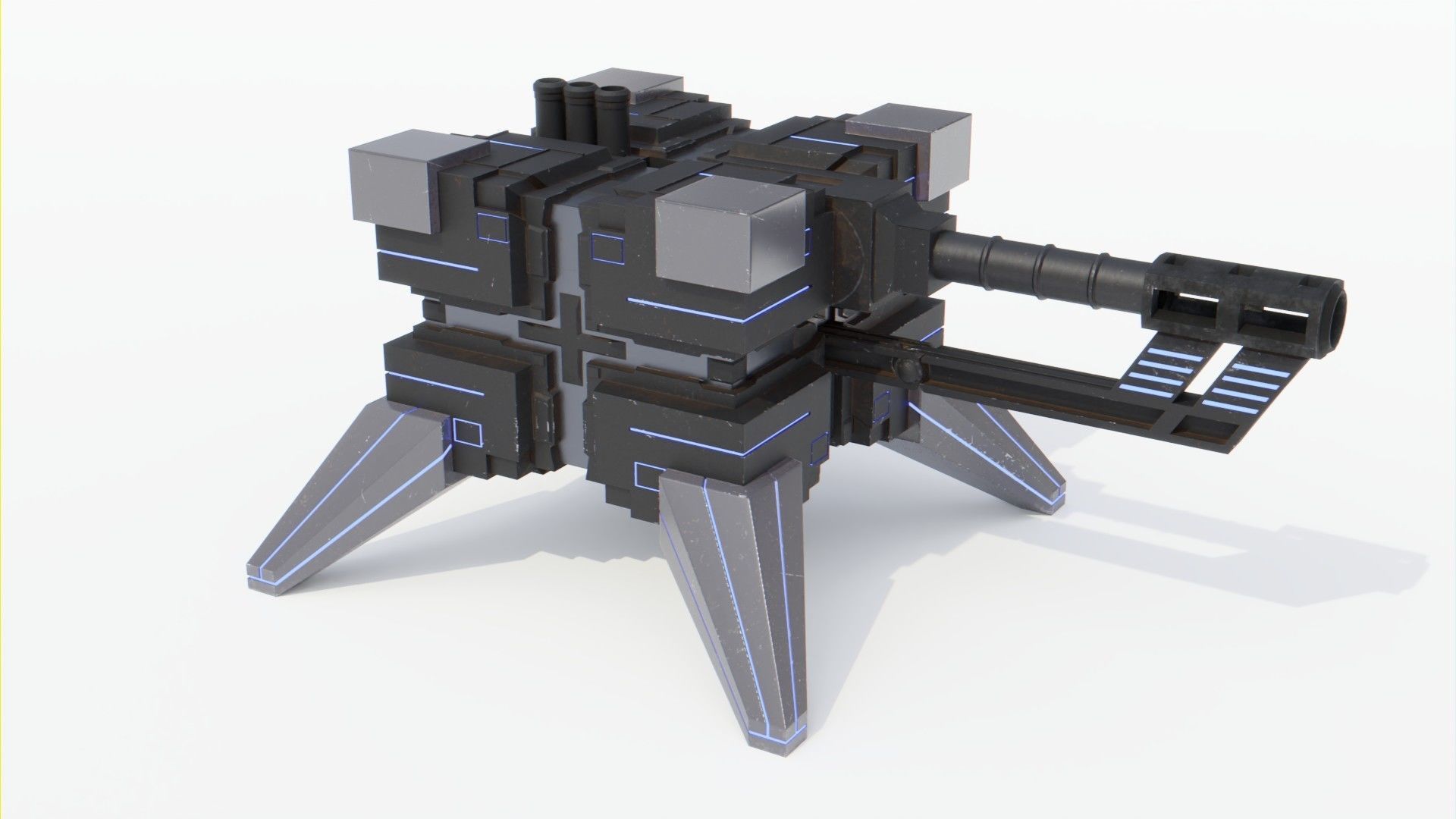Sci-Fi Cannons 2-Pack Low-poly 3D model_1