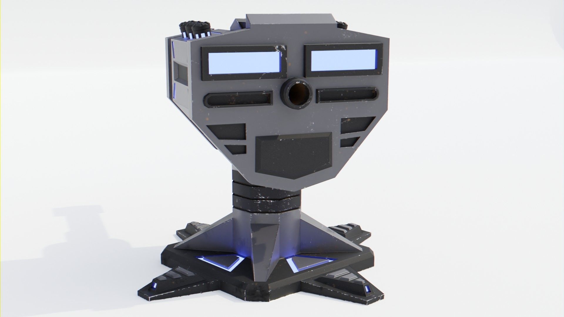 Sci-Fi Cannons 2-Pack Low-poly 3D model_13