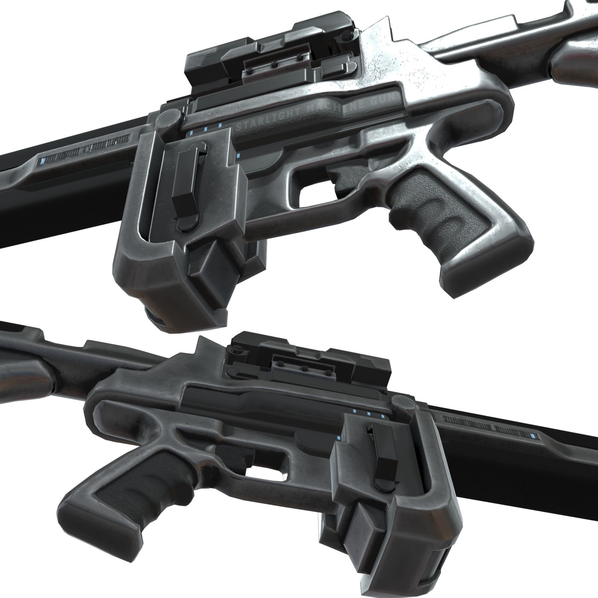 Sci-Fi LMG Low-poly 3D model_4