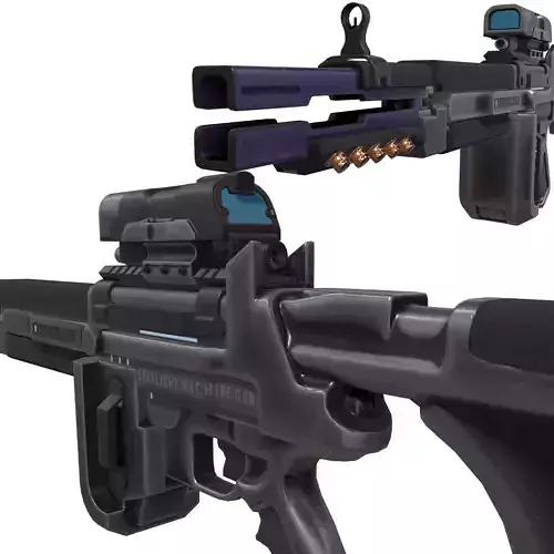 Sci-Fi LMG Low-poly 3D model