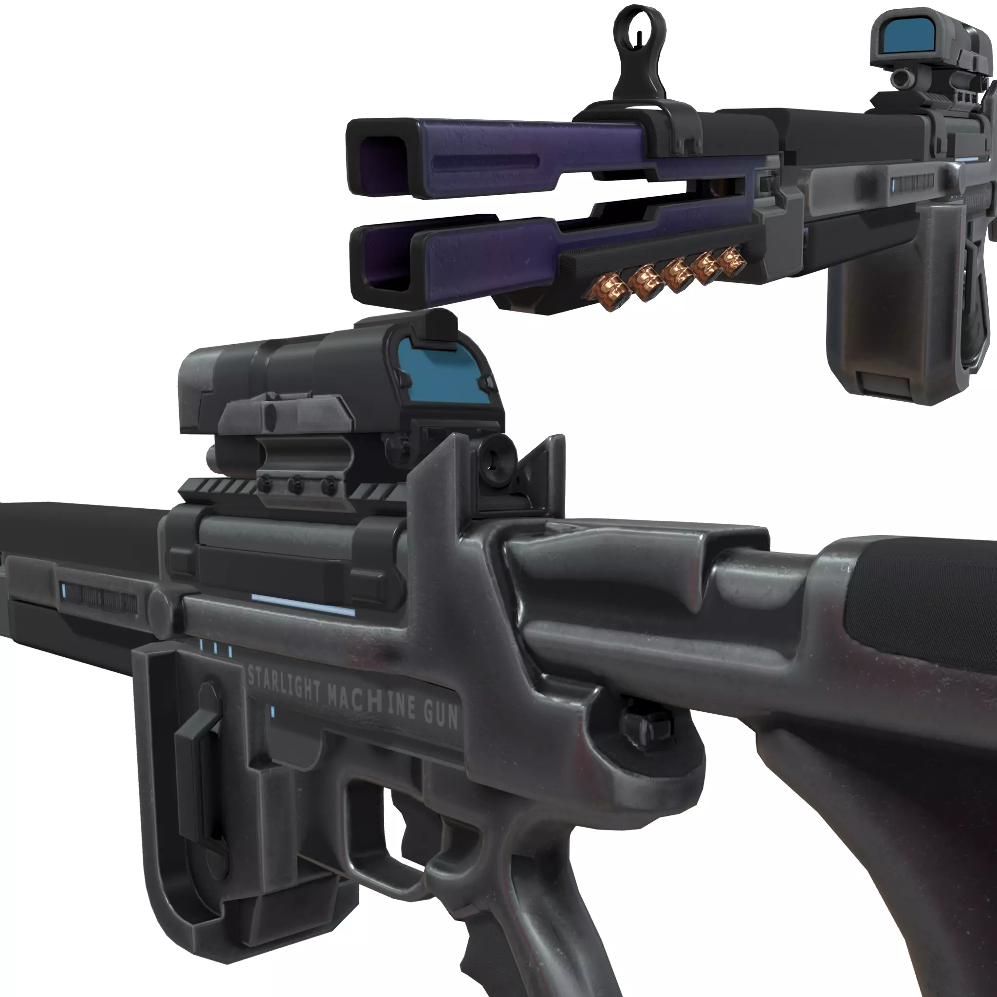 Sci-Fi LMG Low-poly 3D model_0