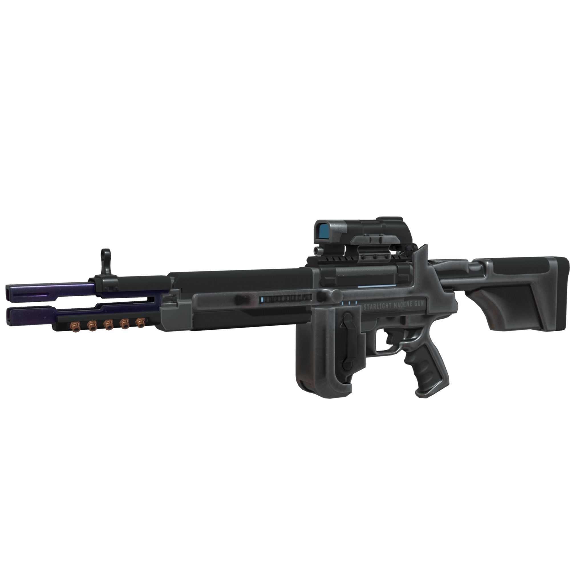 Sci-Fi LMG Low-poly 3D model_1