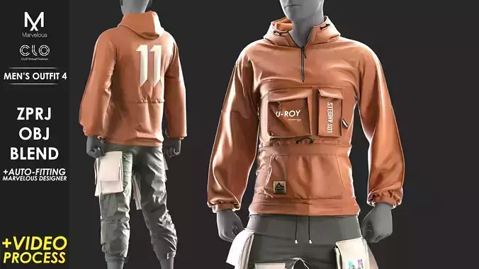 Mens Outfit 4 - Marvelous Designer with Video Process 3D model