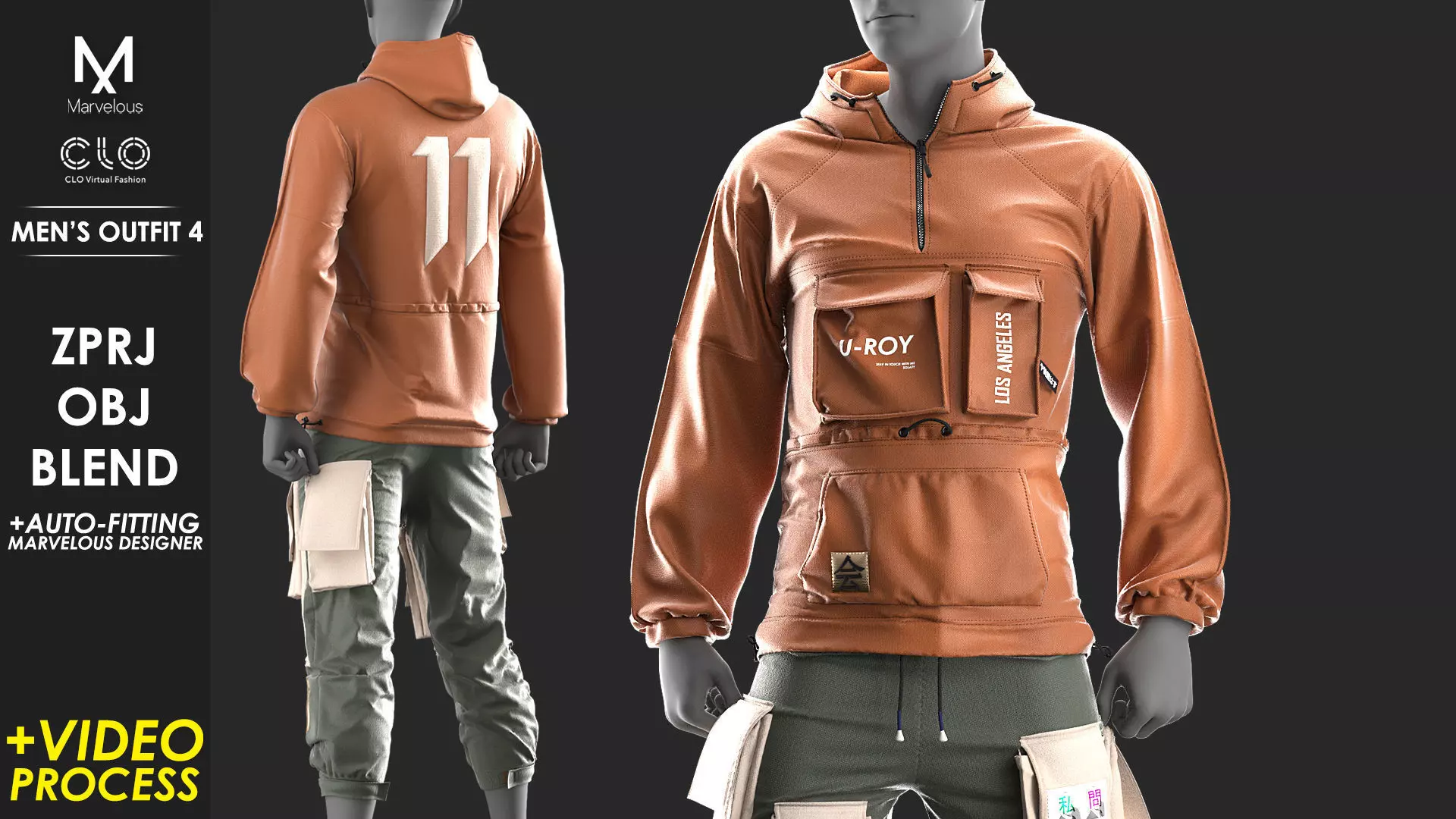 Mens Outfit 4 - Marvelous Designer with Video Process 3D model_0