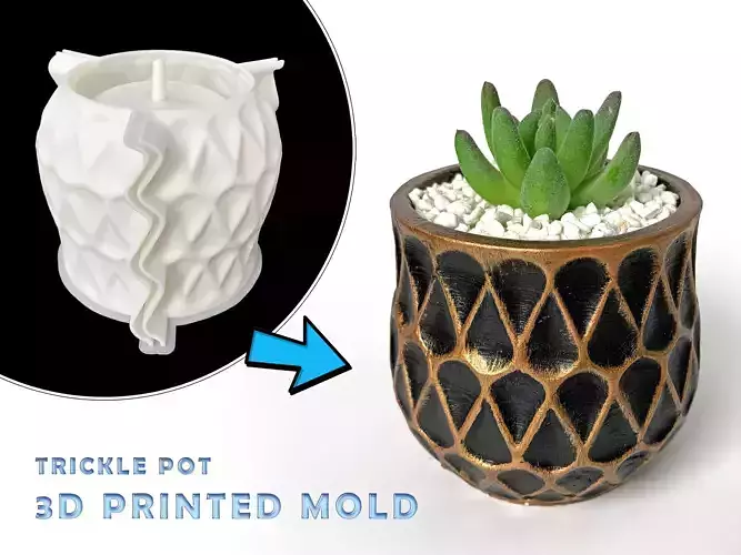 Trickle Pot 3D mold printing - Include Pot file for print 3D print model