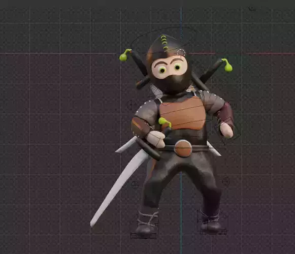 Cute Ninja Low-poly 3D model