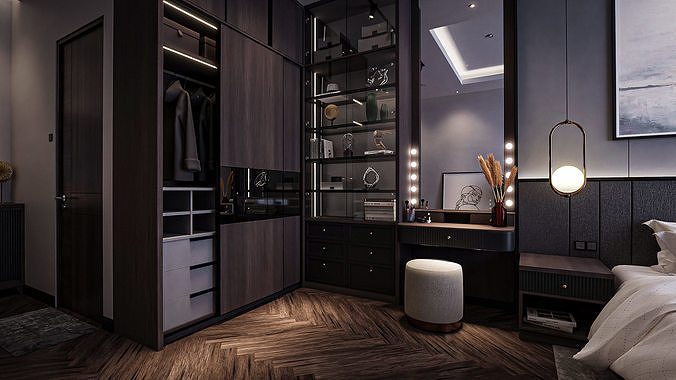 Bedroom Contemporer  Blender - Fbx - Obj 3D model 4