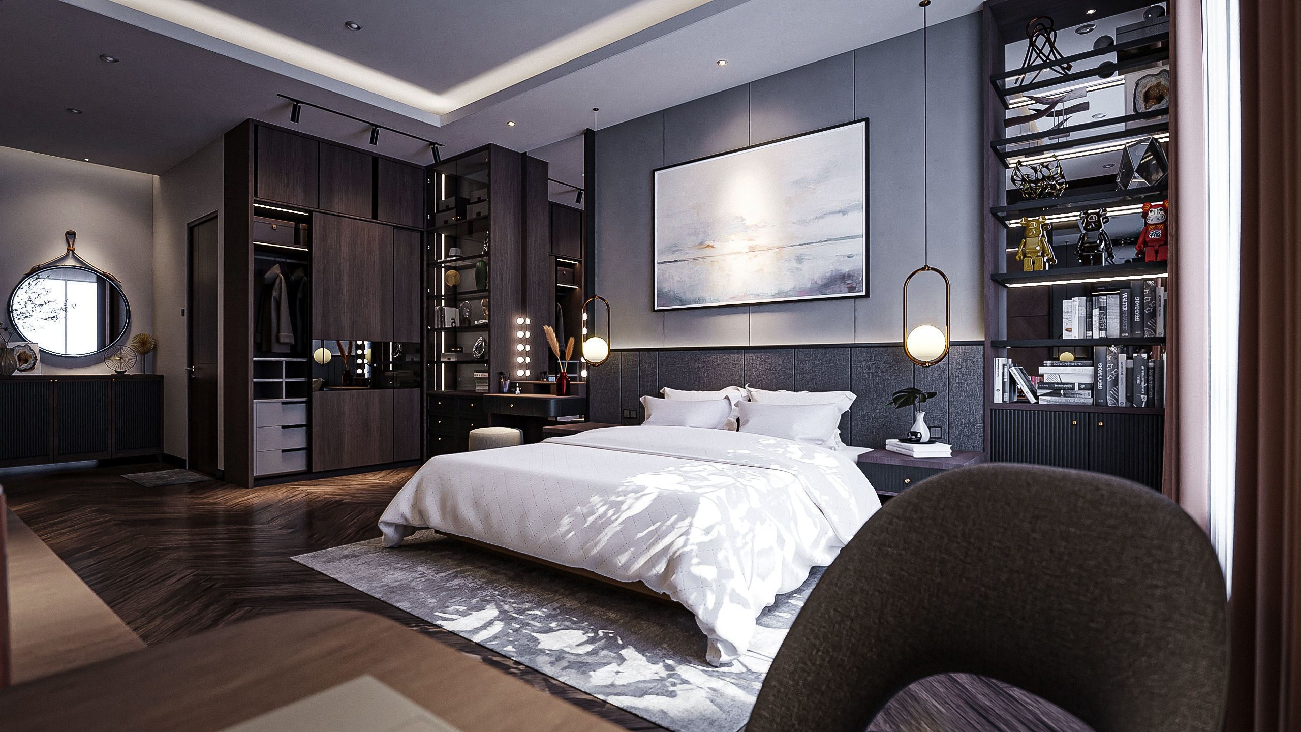 Bedroom Contemporer  Blender - Fbx - Obj 3D model_1