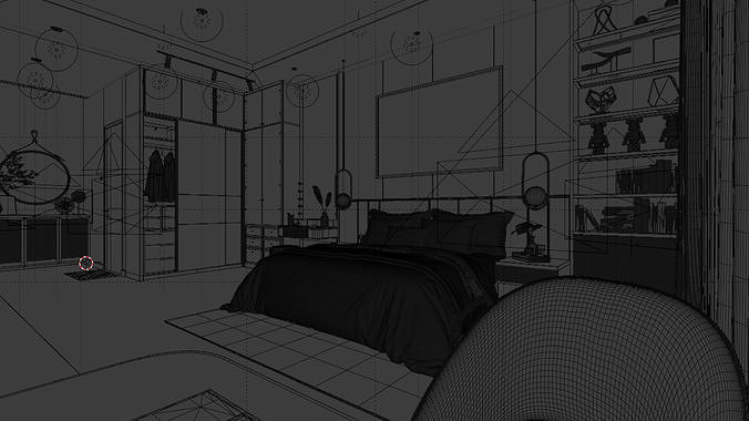 Bedroom Contemporer  Blender - Fbx - Obj 3D model 7