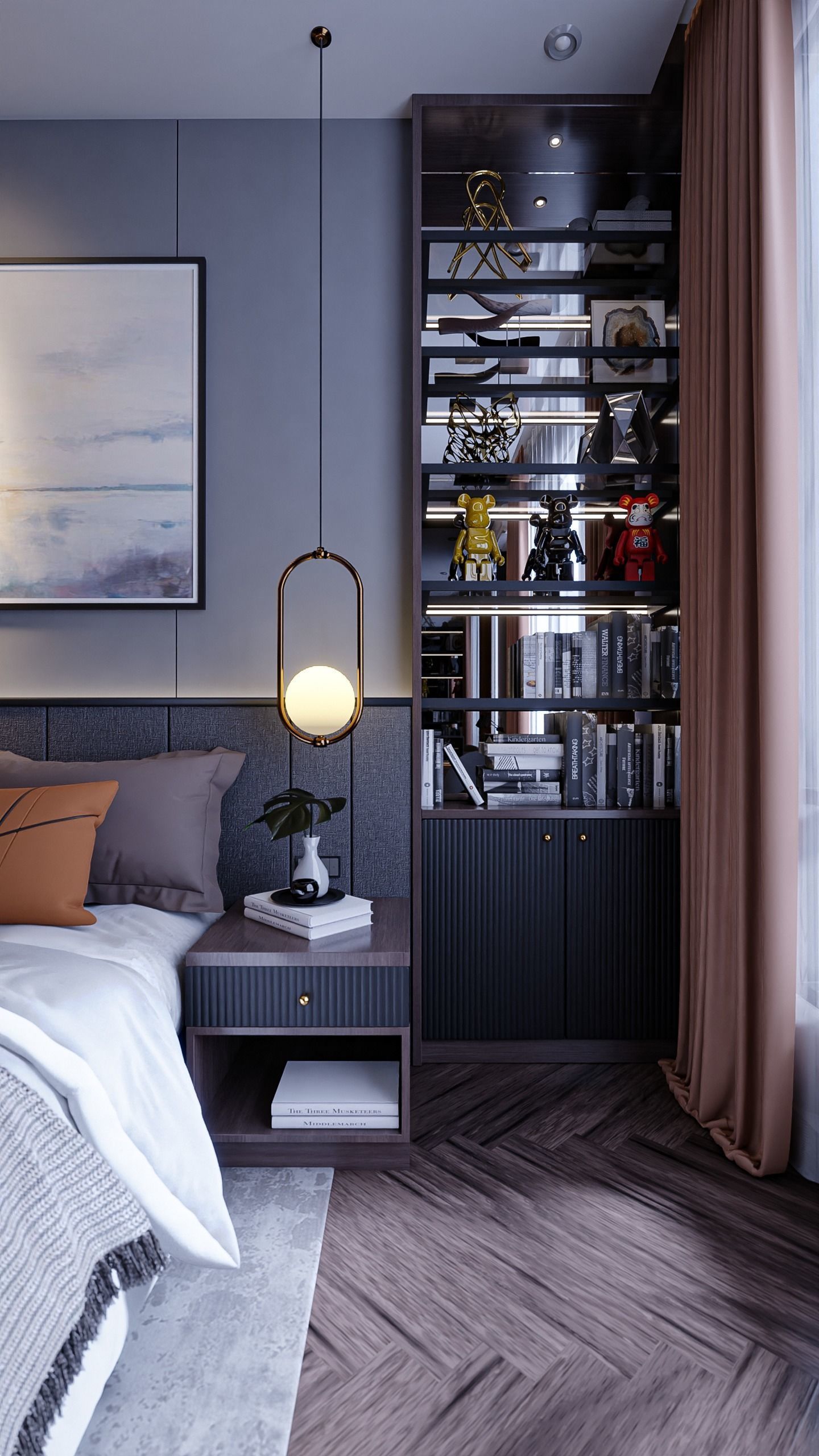 Bedroom Contemporer  Blender - Fbx - Obj 3D model_5